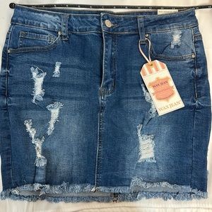 Distressed Denim Skirt